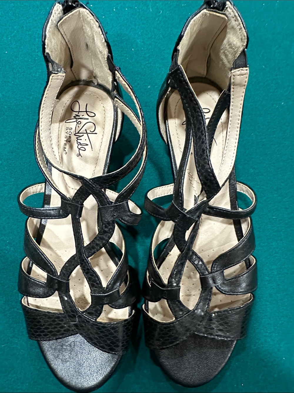Life Stride Black Strappy Low Heeled Sandals